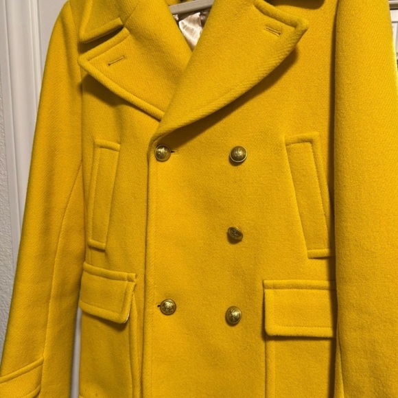 J. Crew Stadium Cloth Nello Gorilla Yellow Majesty Wool Pea Coat - Picture 3 of 8